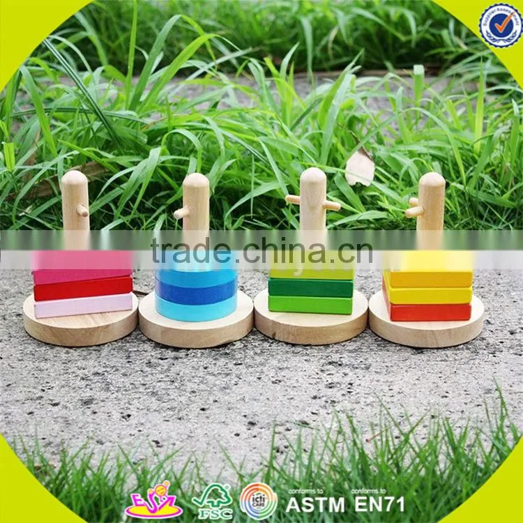 Wholesale colorful wooden stacking blocks toy beautiful toddler wooden stacking blocks toy W13E001