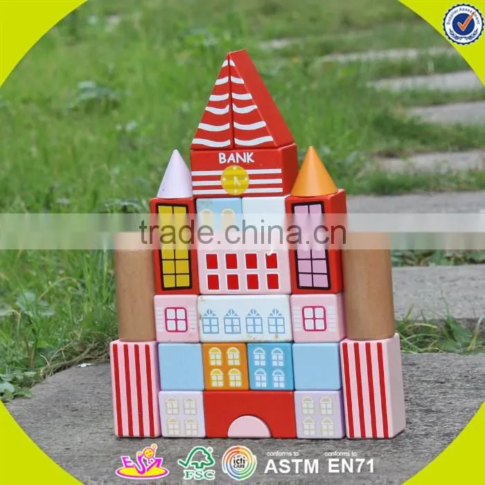 Wholesale top quality wooden building blocks toy creative cube wooden building blocks toy W13A013