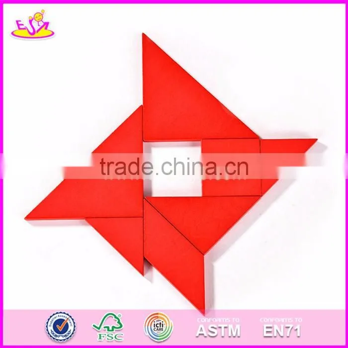 2017 New design kids creative mind puzzles wooden tangram shapes W11D006