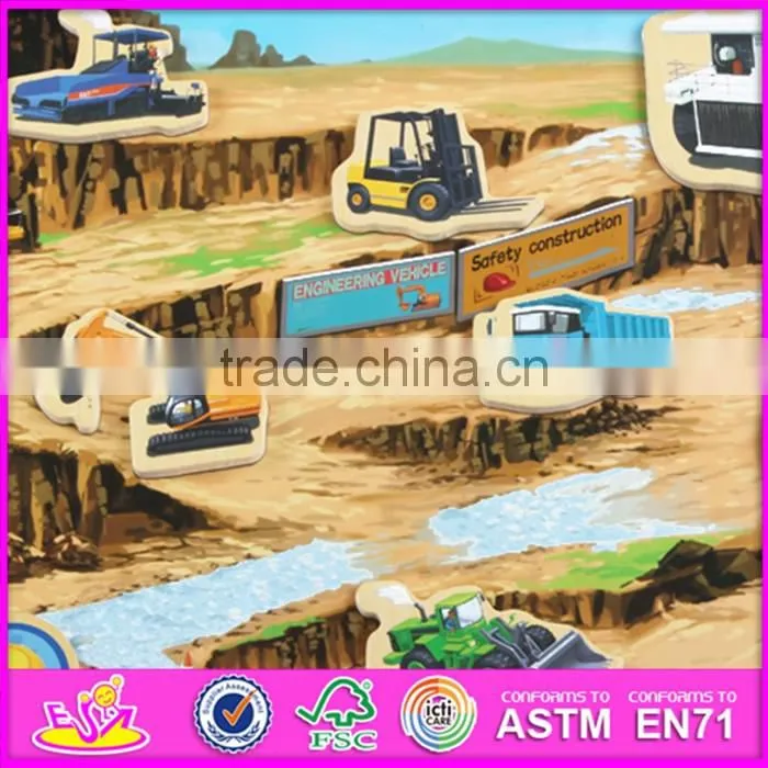 2016 new design 23 pieces kids educational toy wooden magnetic puzzle map W14J005