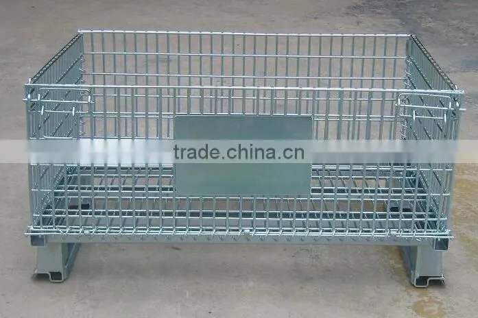 Galvanized plating folding wire mesh cages for goods storage in warehouse