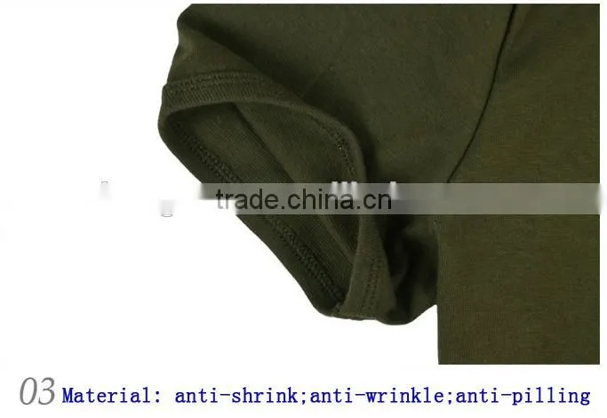 95%cotton, 5%lycra men's short sleeve plain combat shirt