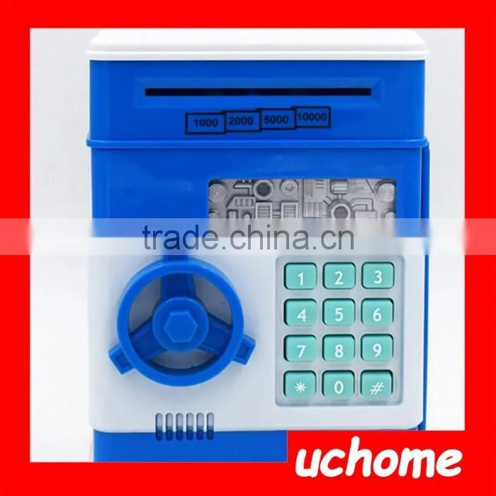 UCHOME ATM piggy bank, automatically save Safe money saving box ,Mini cartoon piggy bank saving money