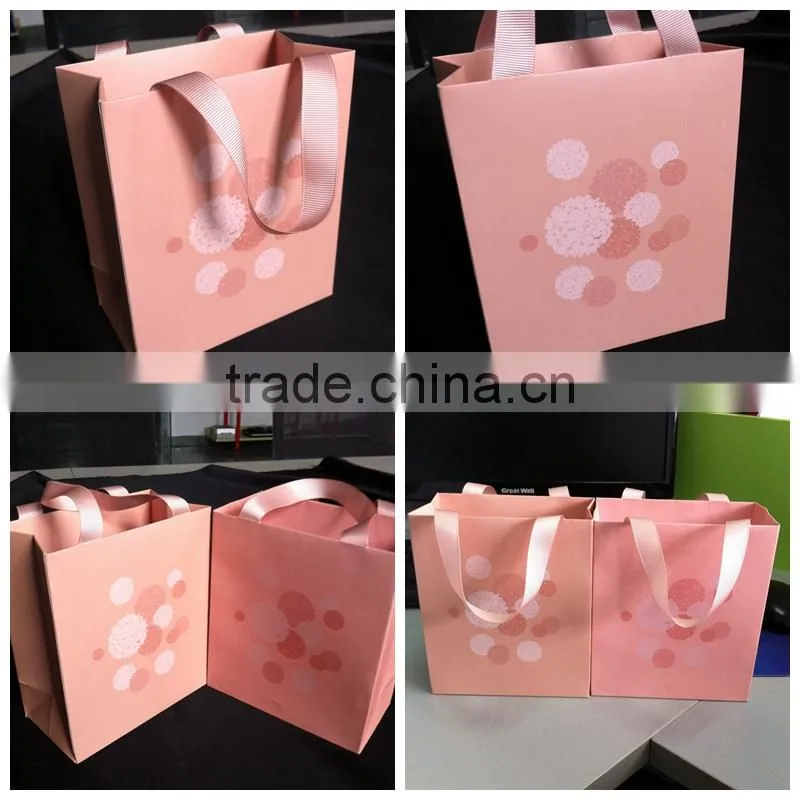 Amazing luxury ribbon handle pink gift paper bag