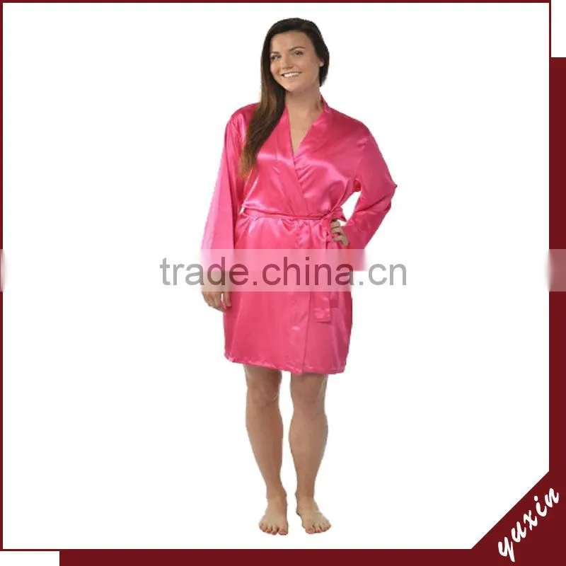 Factory wholesale satin plain bath robe satin robe silk robe WR011
