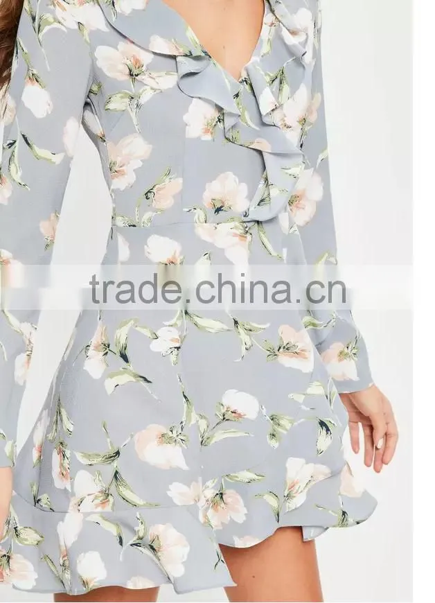 Latest Stylish Fiery Deep-V Sexy Floral Printed Backless Split Dress