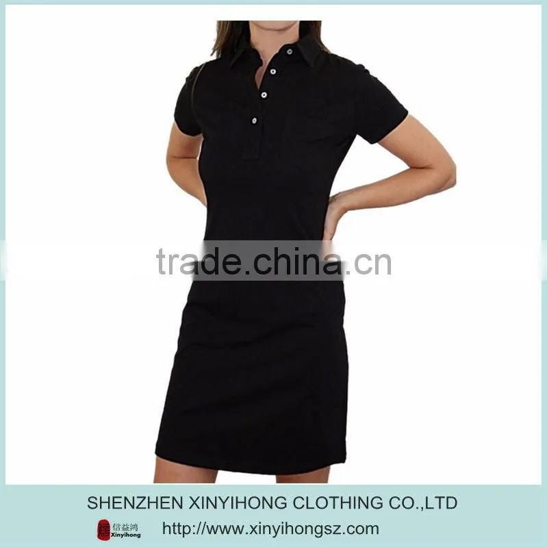 Moisture wicking golf dresses for women /Open-hem sleeve golf dresses