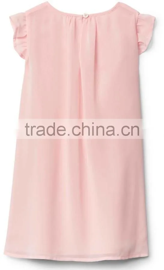 2017 OEM services fashion Custom Clothing Child smocked dress Lace neckline flutter dress
