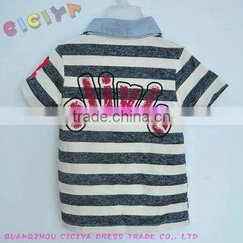Boy summer yarn-dyed stripe polo tshirt