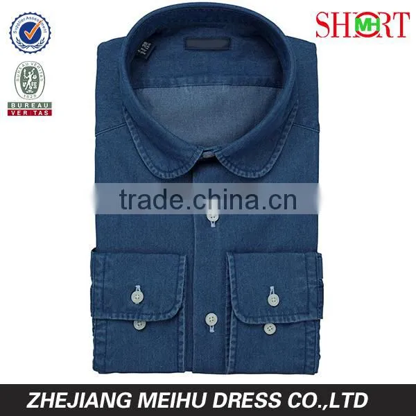2016 high quality men blue denim shirt