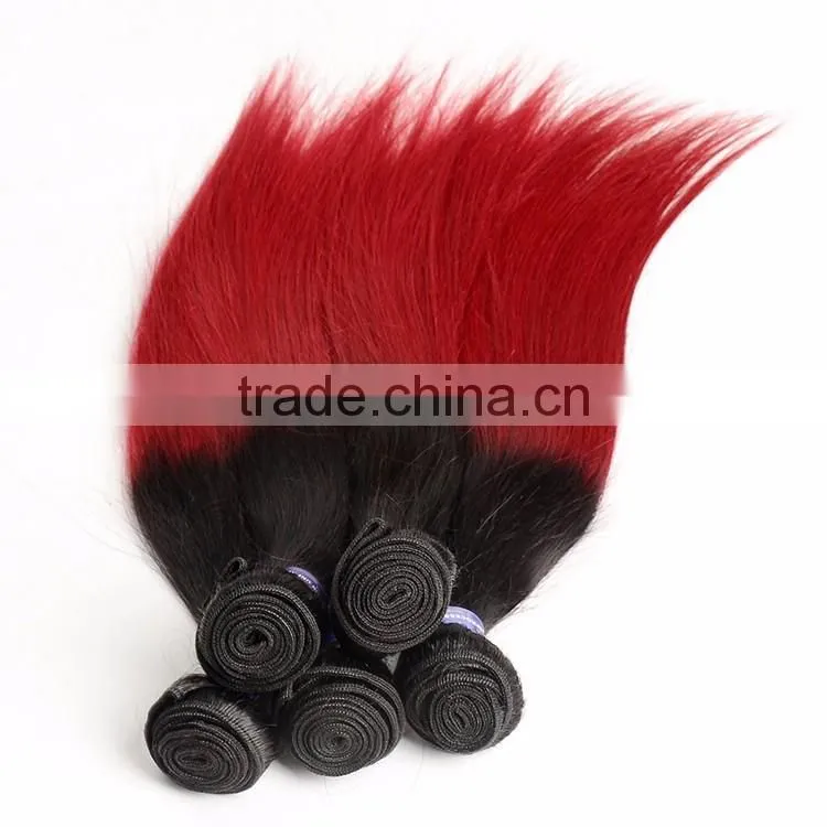 Factory wholesale price 7A grade Ombre Hair 1b/burg Silky Straight Peruvian Human Hair