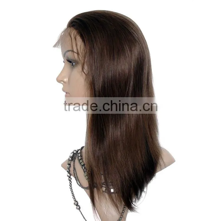 Color 4# Straight Wave 100% Percent Brazilian Human Hair Wigs