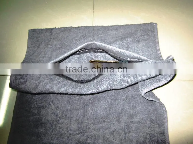 100% cotton zipper pocket gym towels