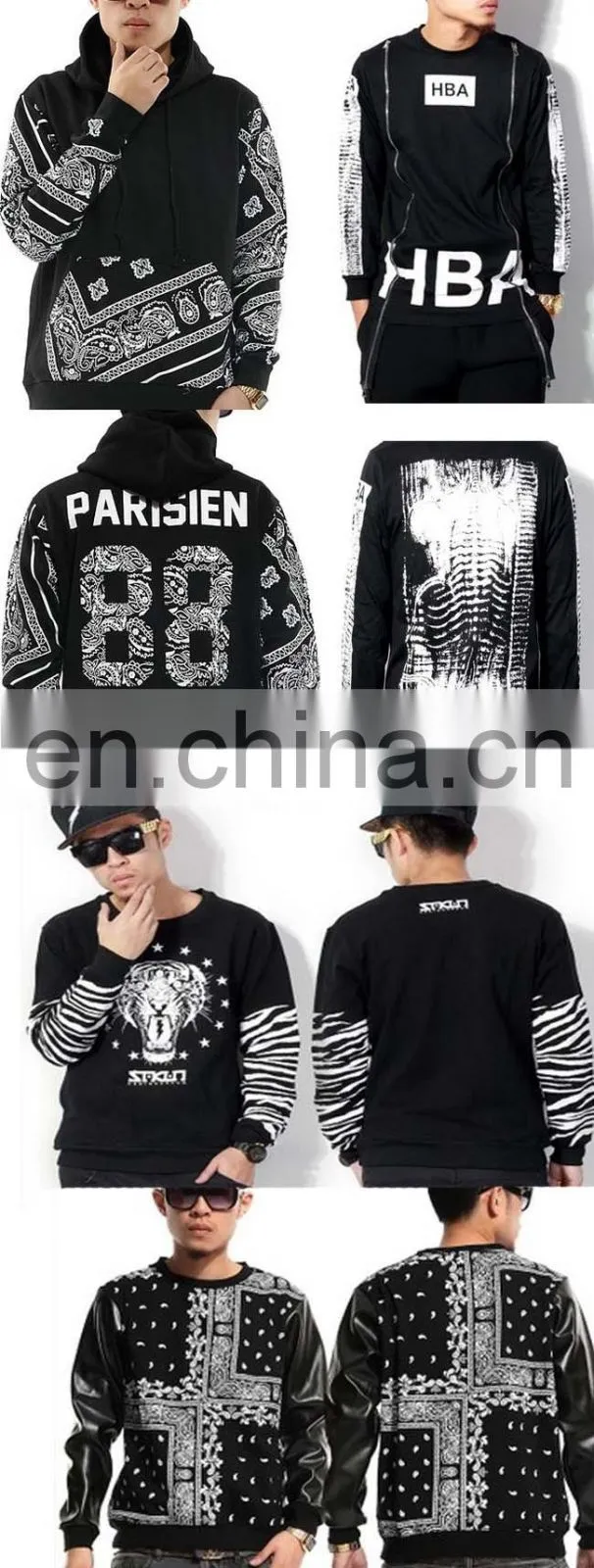 leather sleeves heat transfer logo 100% cotton longer men tshirt