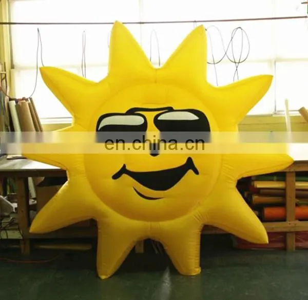 Giant sun shiny holiday decoration inflatable hanging sun with glasses
