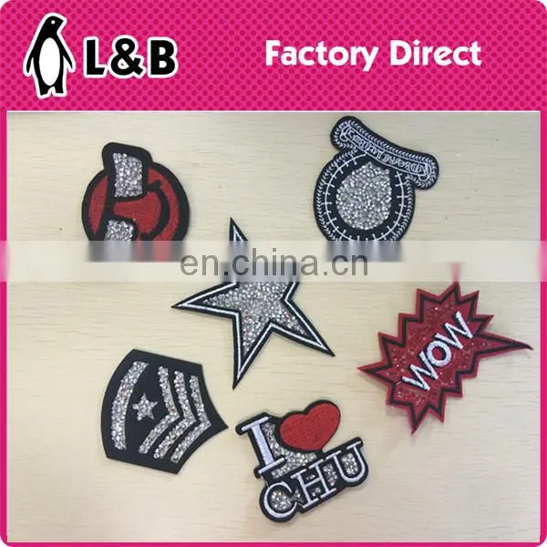 new design popular embroidery rhinestone iron on patch