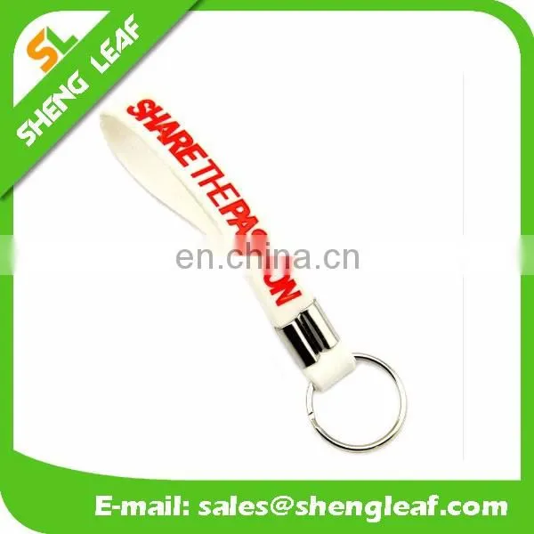 Hot sale silicone rubber bracelet key ring , 100% silicone wristband key chain , screen printing silicone keychain