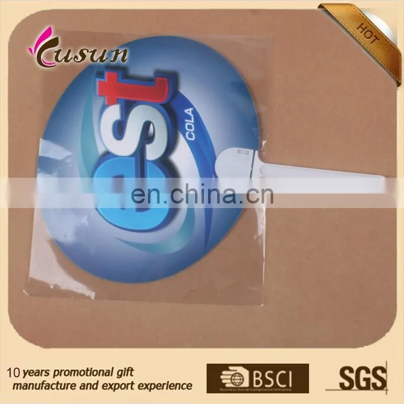 Most popular hand fan with long handle colorful pp plastic hand fan for promotional