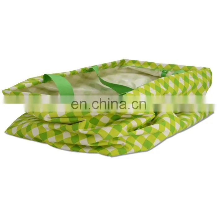 XD1019 Utility Tote Folding stripe canvas beach tote bag wholesale
