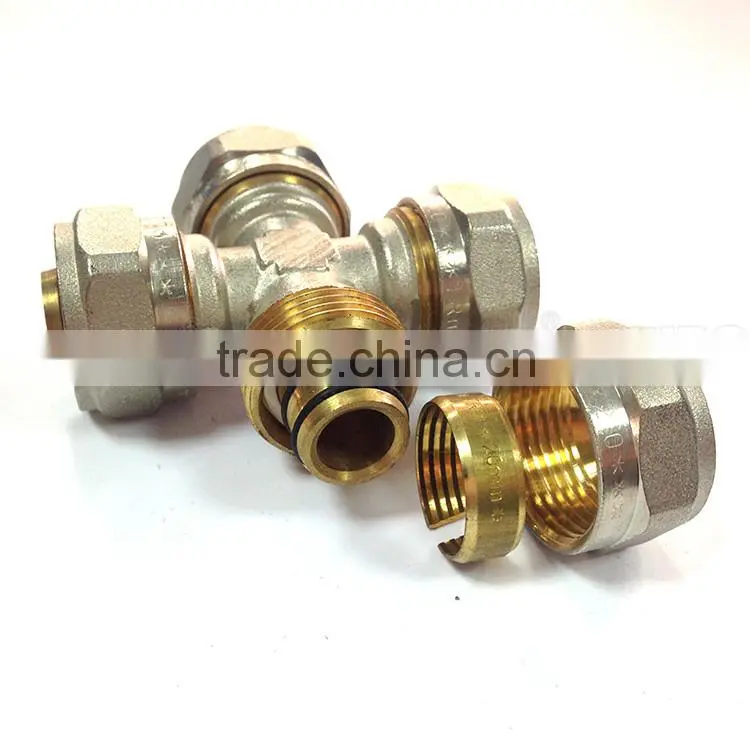 Tubomart HPB58-3A brass screw cross fitting chrome-plated gas pipe fitting for heating