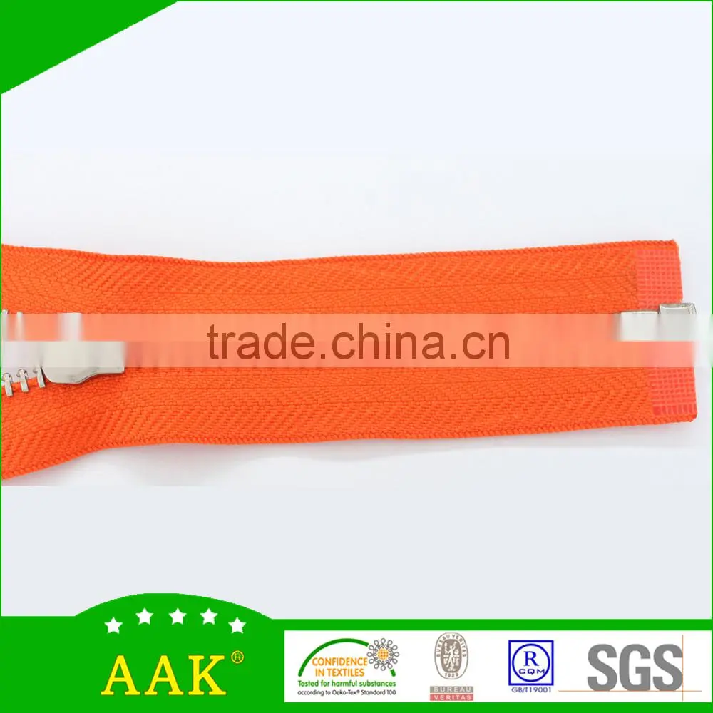 8# metal platinum Y teeth open end zipper for bags, luggage