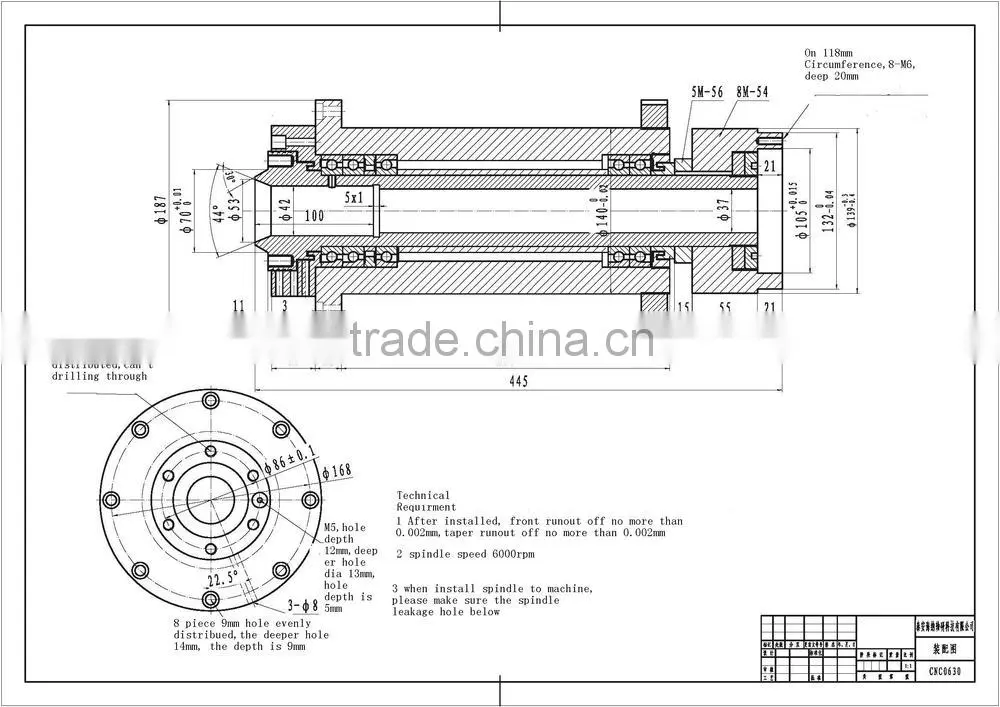 CK 0630 A2-4 cnc belt driven lathe spindle for cnc lathe machine and cnc tunring machine