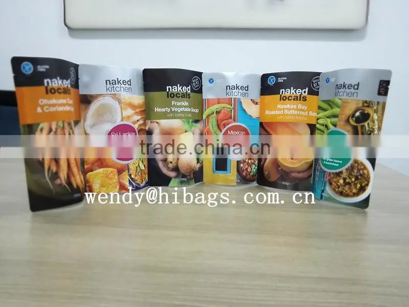 customized printing kitchen soup bag with easy tear/meat soup bag