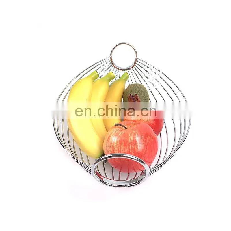 Countertop Metal Steel Wire Vegetables Fruit Bowl Banana Holder Kitchen Rack Storage Fruit Basket Metal