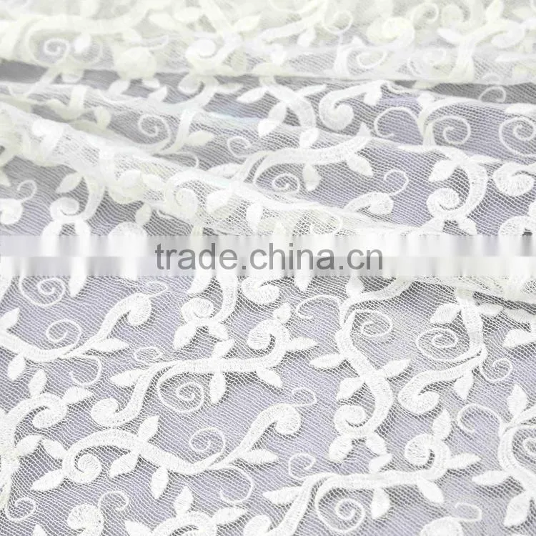 Factory direct supply hot selling embroidered applique lace chiffon fabric with a light texture