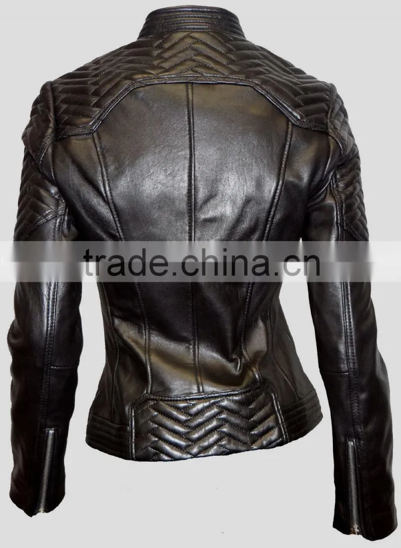 european fashion style leather jacket for women