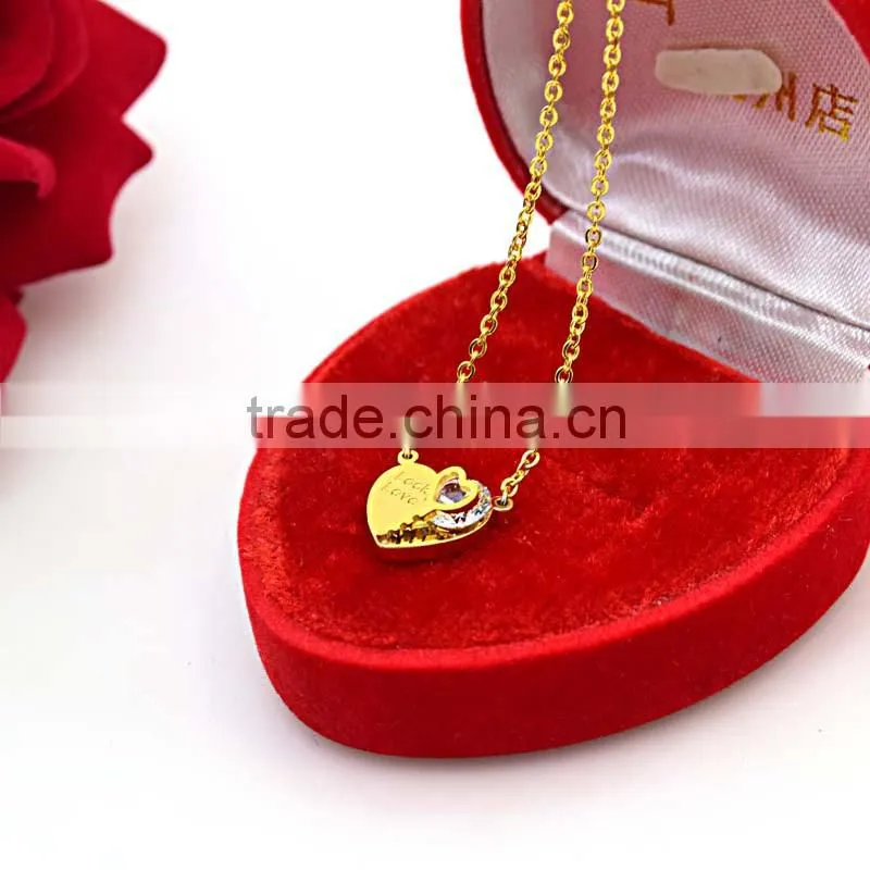 china 2016 new gold plated steel friendship heart necklace
