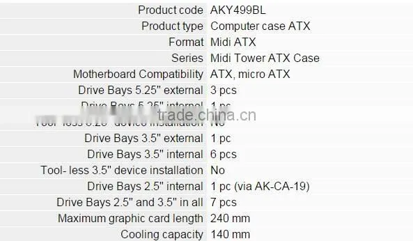 Case Midi Tower ATX AKY499BL