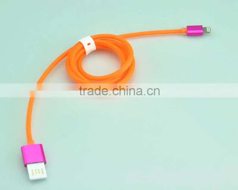 colorful transparent micro usb cable charger cable for Iphone/Ipad