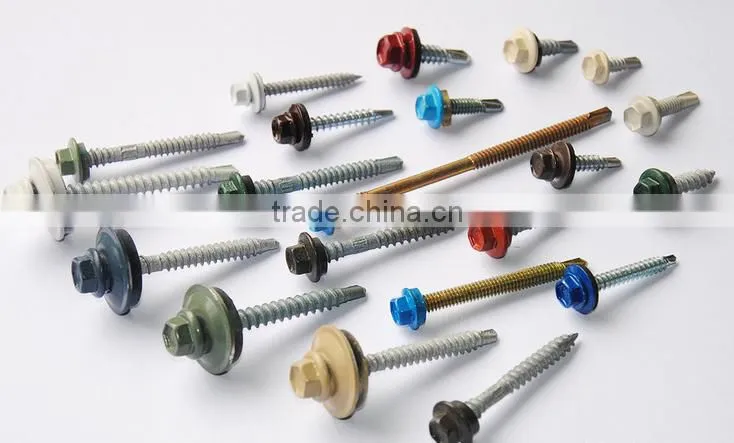 EPDM washer assemble hex head self drilling screw(powder painted)