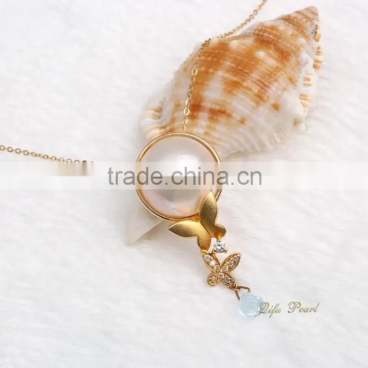 wholesale beautiful 14k yellow gold mabe pearl pendants