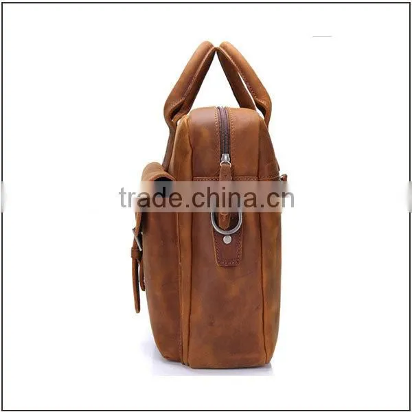 Vintage top grain leather tote briefcase men genuine leather briefcase