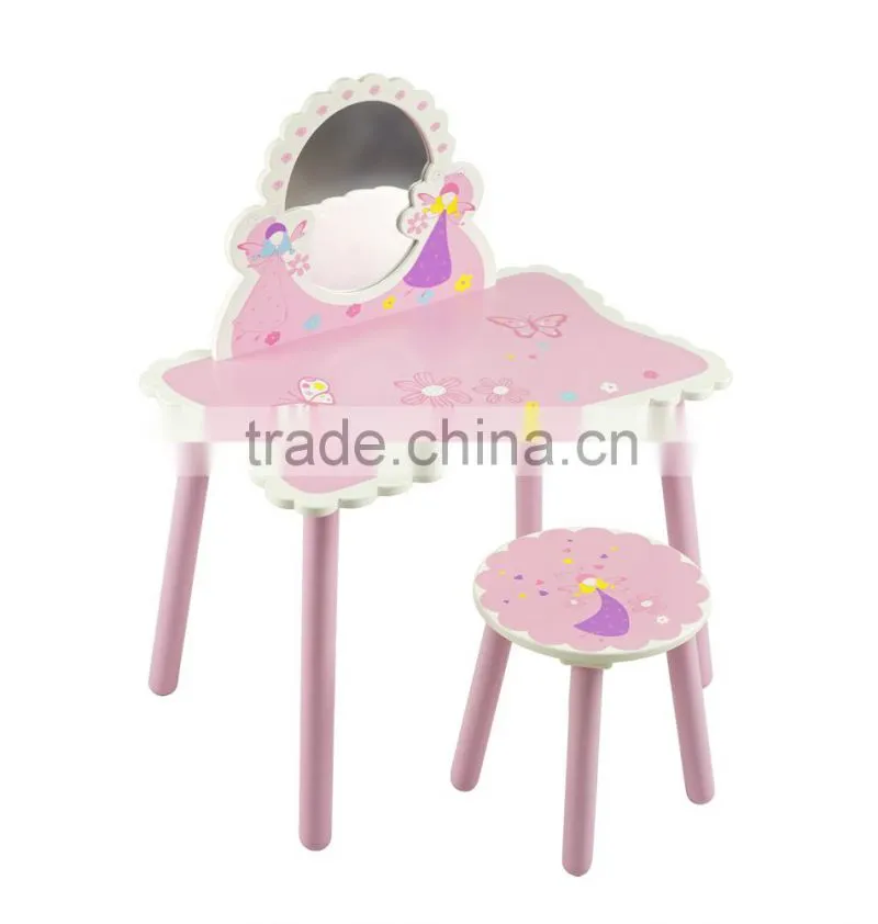 wooden kids vanity dressing table with mirror
