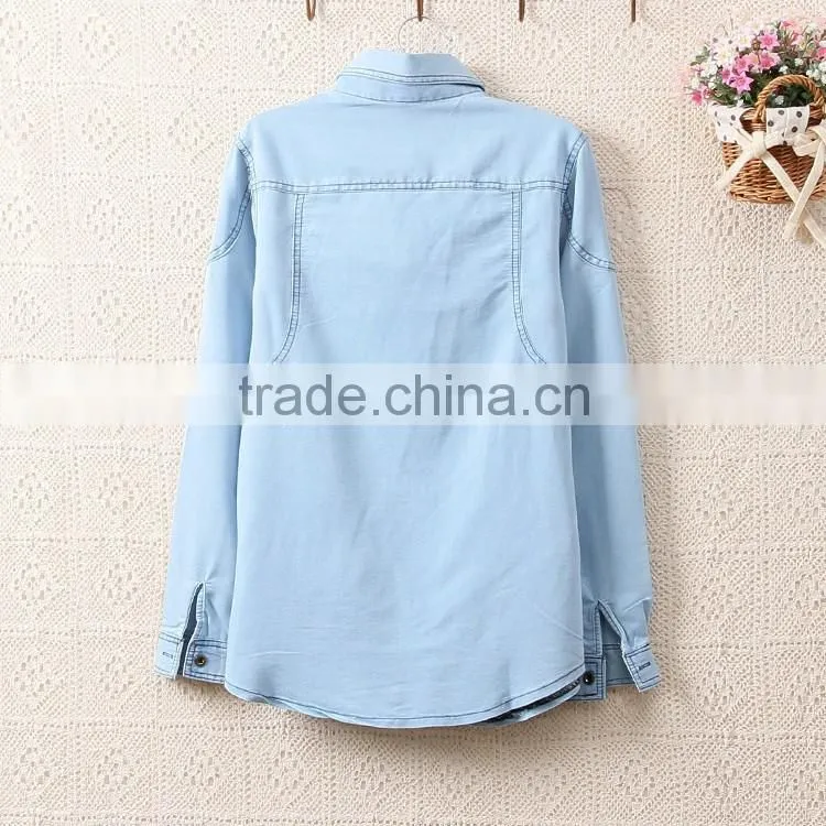 2014 New style European all-match long sleeve female jean coat/jean shirt woman denim coat clothing