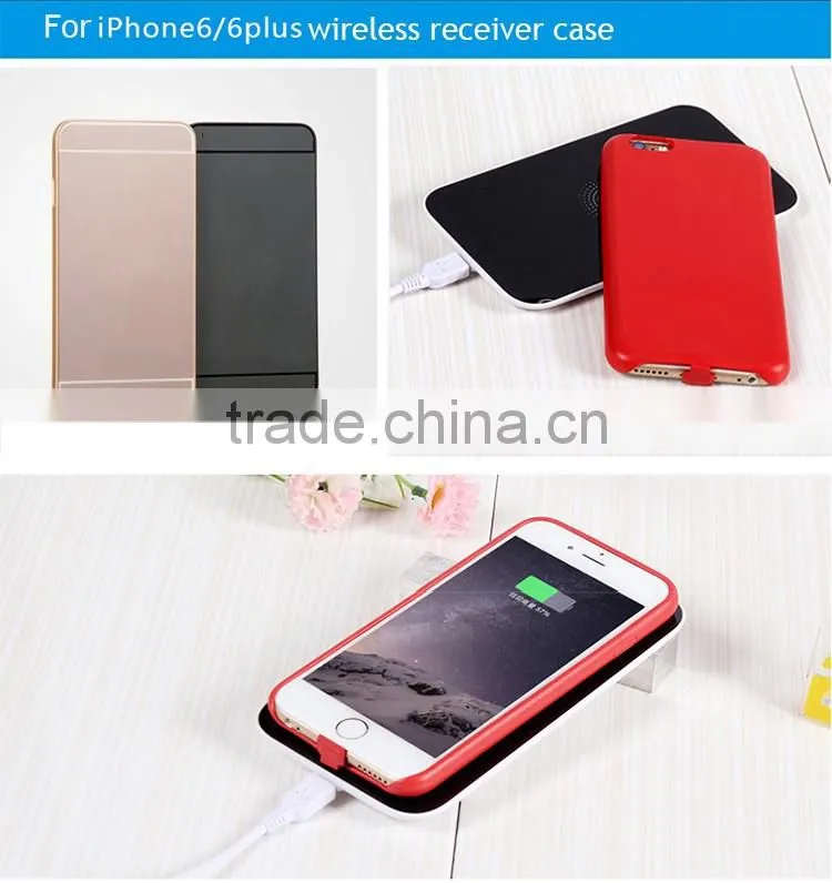 For iphone leather case cover wireless charger recevier case for iphone 6 6s 6plus