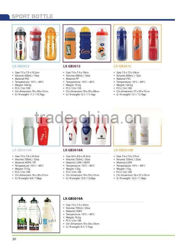 600ml/20oz silver color sport water bottles