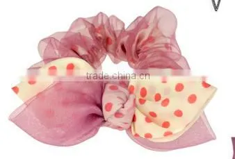 High-end hair headwear Soft double color bead curtain rose hair rope hair bands Elastic