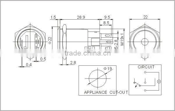 F0276 19mm LED metal push button switch latching