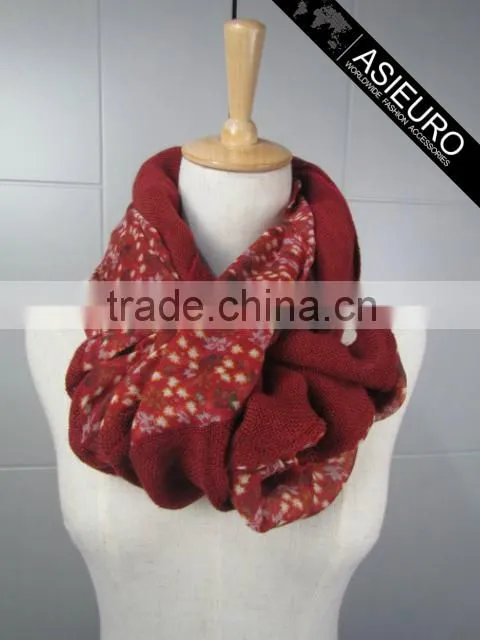 Winter Scarf With Knitted Acrylic and Printed Polyester Scarf fashion in 2016 BSCI and SEDEX