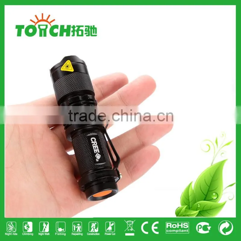 Mini led flashlight 5W 300 lumen cre e waterproof zoomable 3 Modes LED flashlight For AA/14500 battary TL-3001