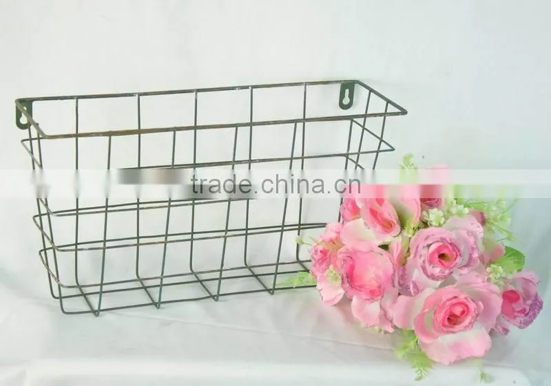 Rustic metal wall mounted baskets