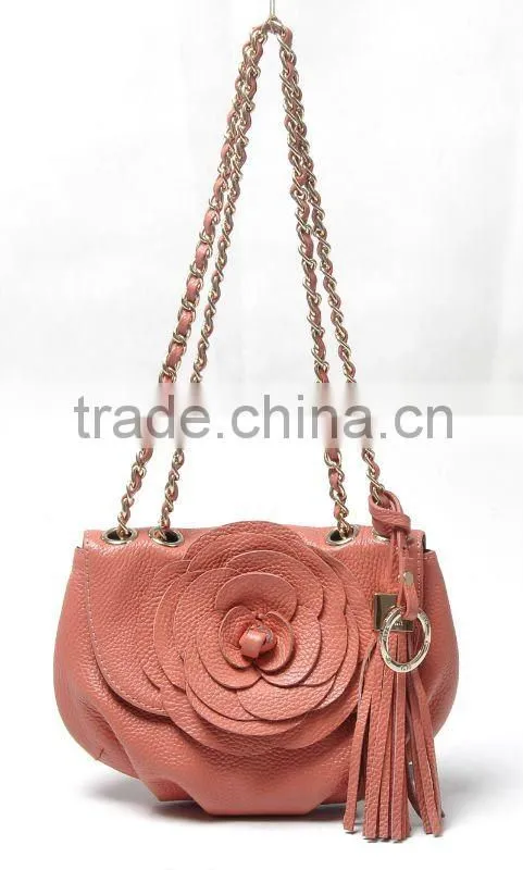 Flower ruffled crossbody fashion design handbags 2012