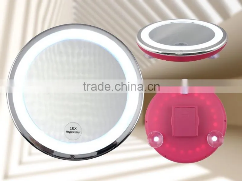 lighted bathroom makeup mirror, bathroom makeup mirror with led light, LED Lighted suction cup mirror by touch