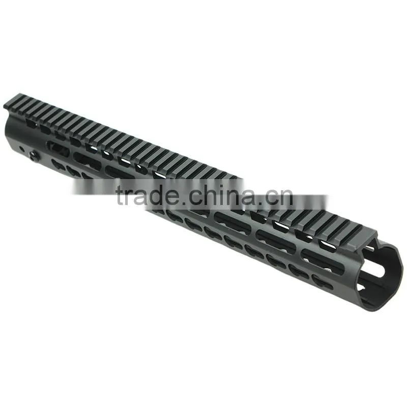 Funpowerland Black Float NSR 15 Inch Handguard One-piece Top Rail System KeyMod High Quality Lightest For AR-15 M4 M16