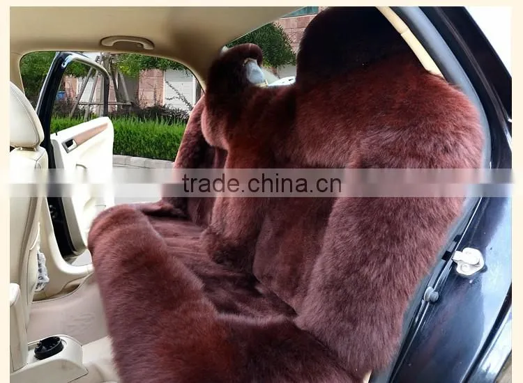 Customized Luxury sheepskin long fur Car Seat Covers lambskin fur Car Seat Cushion cover universal in winter