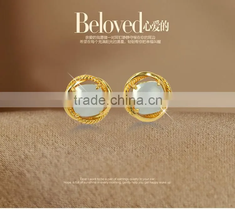 gold earring jewery 2015 new stone Fashion Women's Earrings2 gram gold beautiful designed earrings